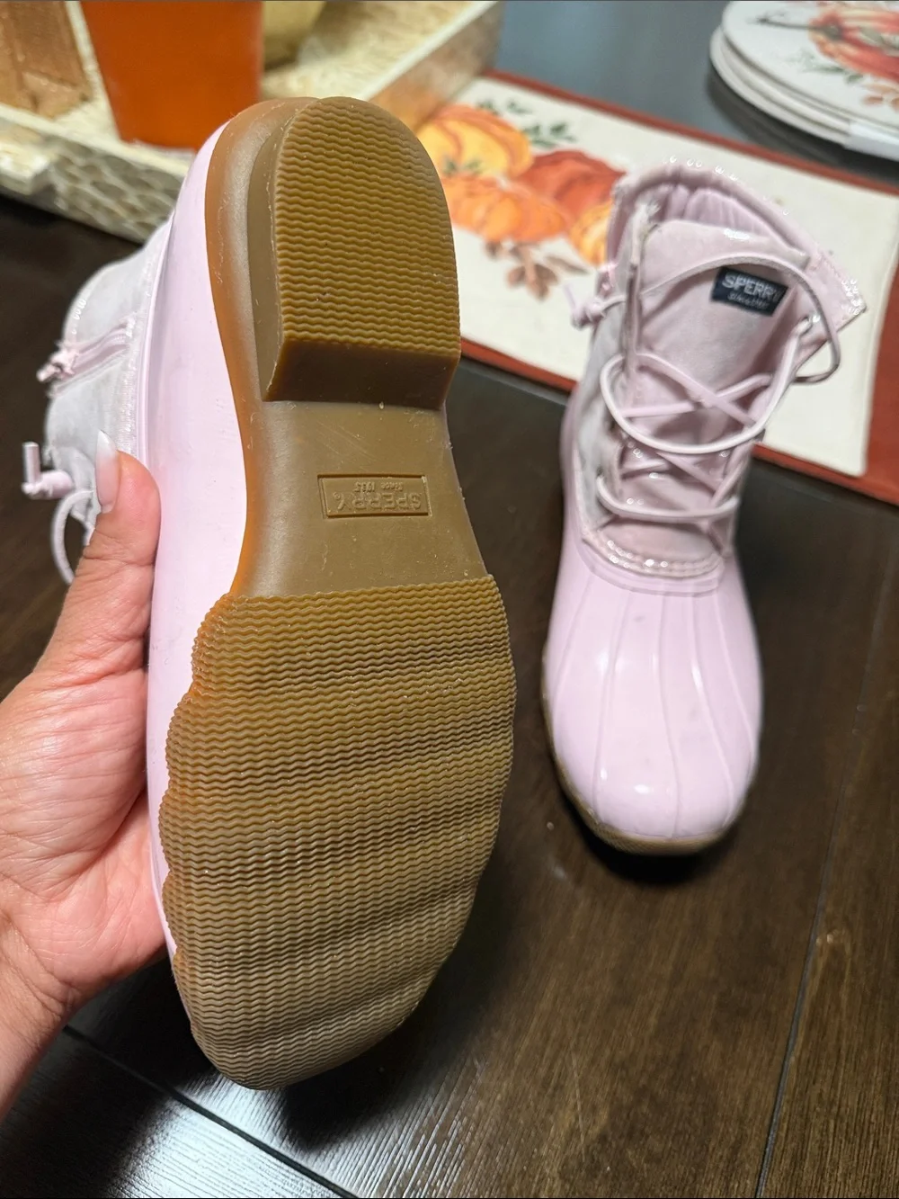 Sperry Big Girl Pink Lace-Up Duck Boot